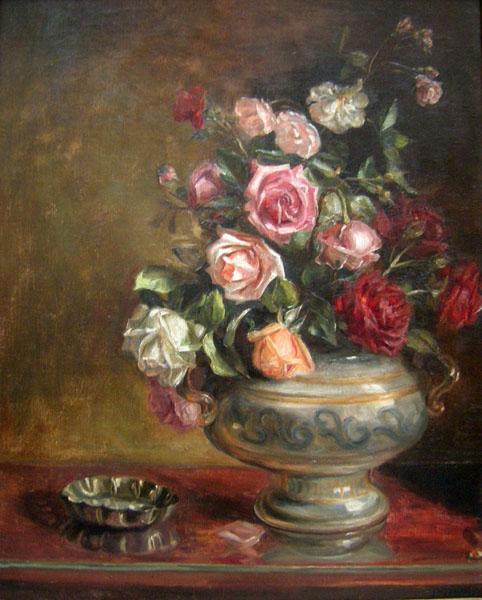 unknow artist Fanny Inama von Sternegg, Stillleben mit Rosen Sweden oil painting art